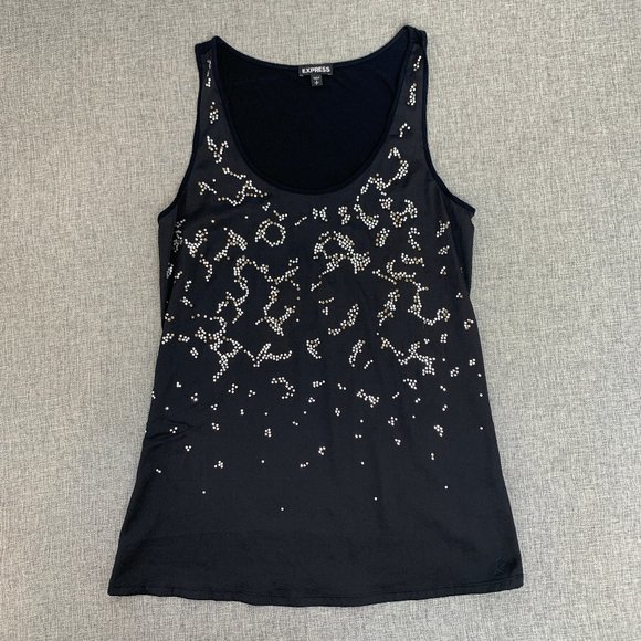Express Tops - Express Sequin Black Tank Top Evening Part‎ Wear Small Round Neck Sleeveless